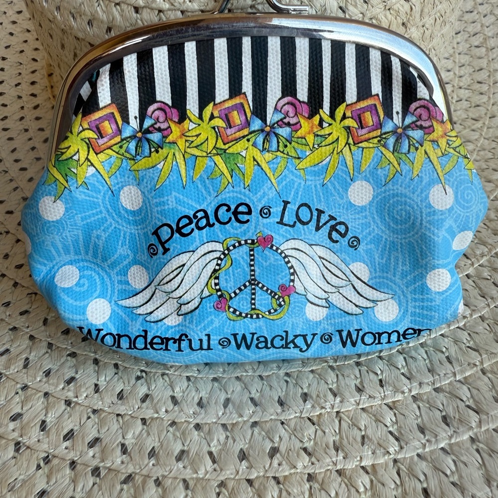 Colorful Suzy Toronto Vintage Change Purse with Peace Love Design